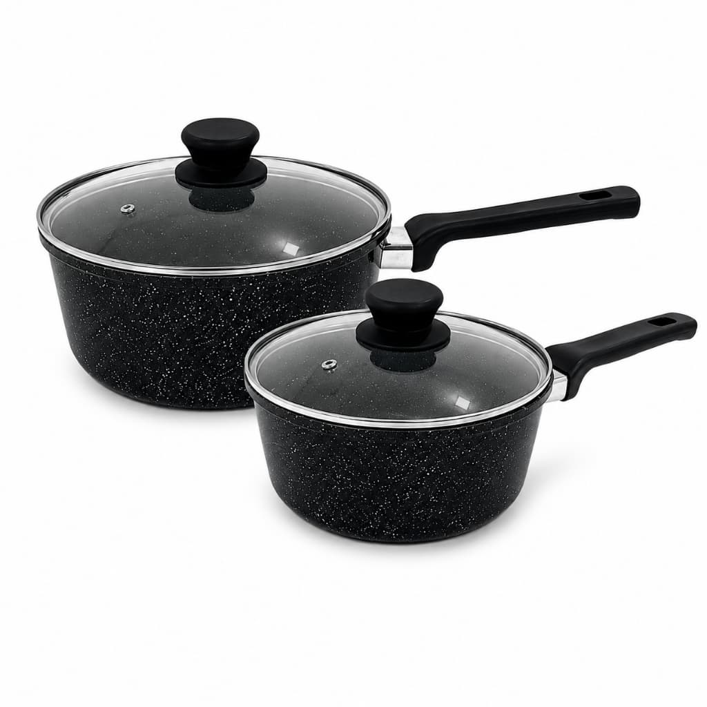 Kit Panelas Cerâmica Preta 24cm + 26cm Antiaderente
