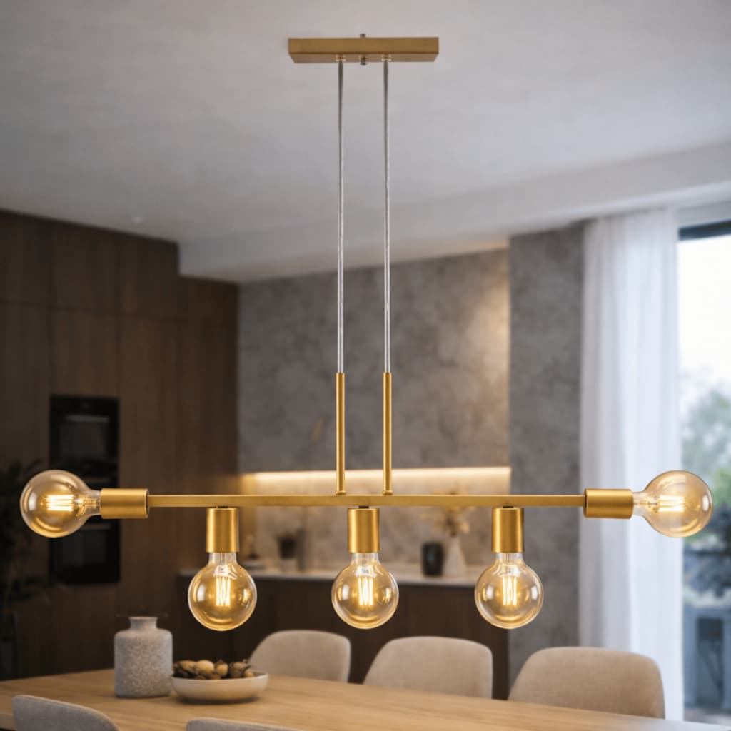 Luminária de teto Lustre Pendente com 4, 5 ou 7 bocais - Industrial Moderno Metal - Sala de Jantar