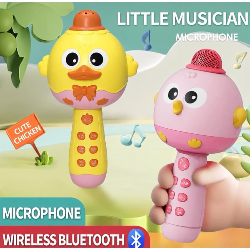 Microfone Infantil Passarinho Karaokê Bluetooth Sem Fio Conta Histórias e Musica Pato Música e Diversão Criança