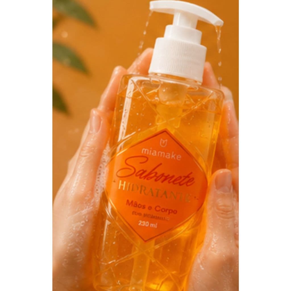 Sabonete Hidratante Miamake Mãos e Corpo 230ml - Com Vitamina E - Limpeza Suave e Perfumada
