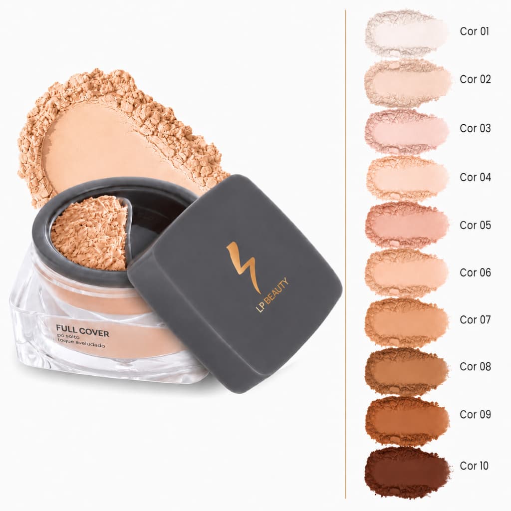 Pó Facial Solto Ultra Fino Full Cover LP Beauty  Acabamento Aveludado