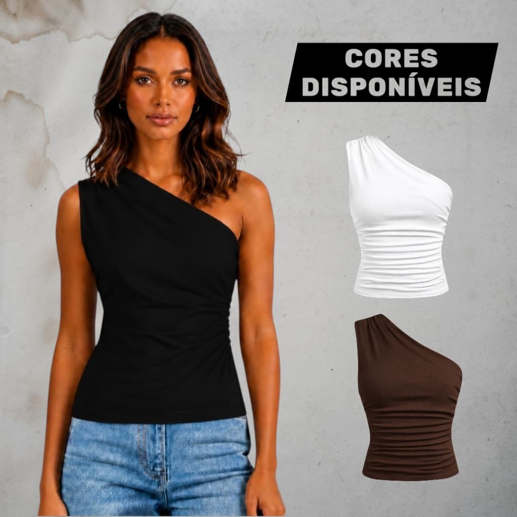 Blusa Feminina Casual Elegante Mula Manca Ombro Único Assimétrica