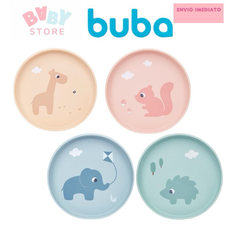 PRATINHO EM SILICONE COM VENTOSA BUBA CLOUDY ELEFANTE ESQUILO GIRAFA PORCO-ESPINHO