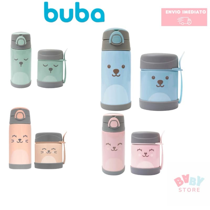 Kit Garrafa e Pote Térmico Gumy Infantil Bebê Buba