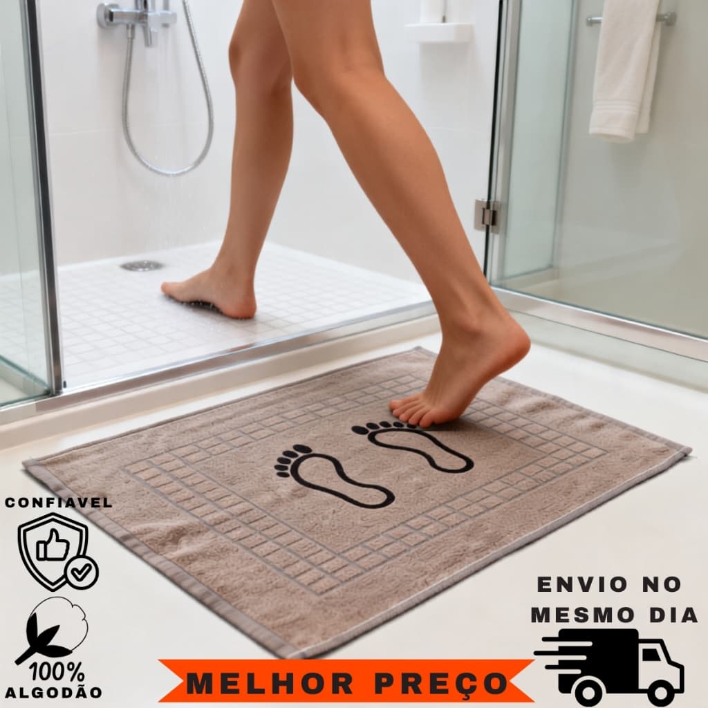 Kit tapetes de banheiro de luxo 45x70cm em tecido atoalhado 100% algodão premium.