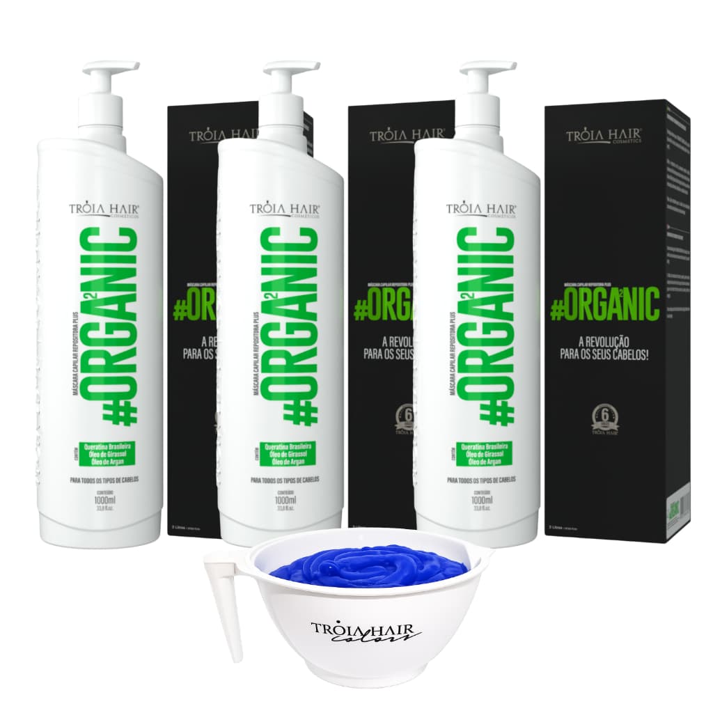 3 Ativo Organic Premium - Troia Hair - 1L - Escova Progressiva Livre de Formol