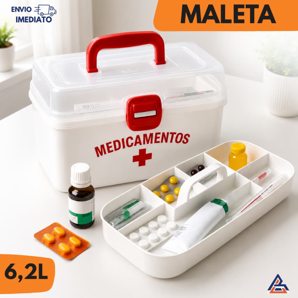 Maleta Organizadora de Medicamentos Nitron 6,2L com Tampa Transparente – Primeiros Socorros