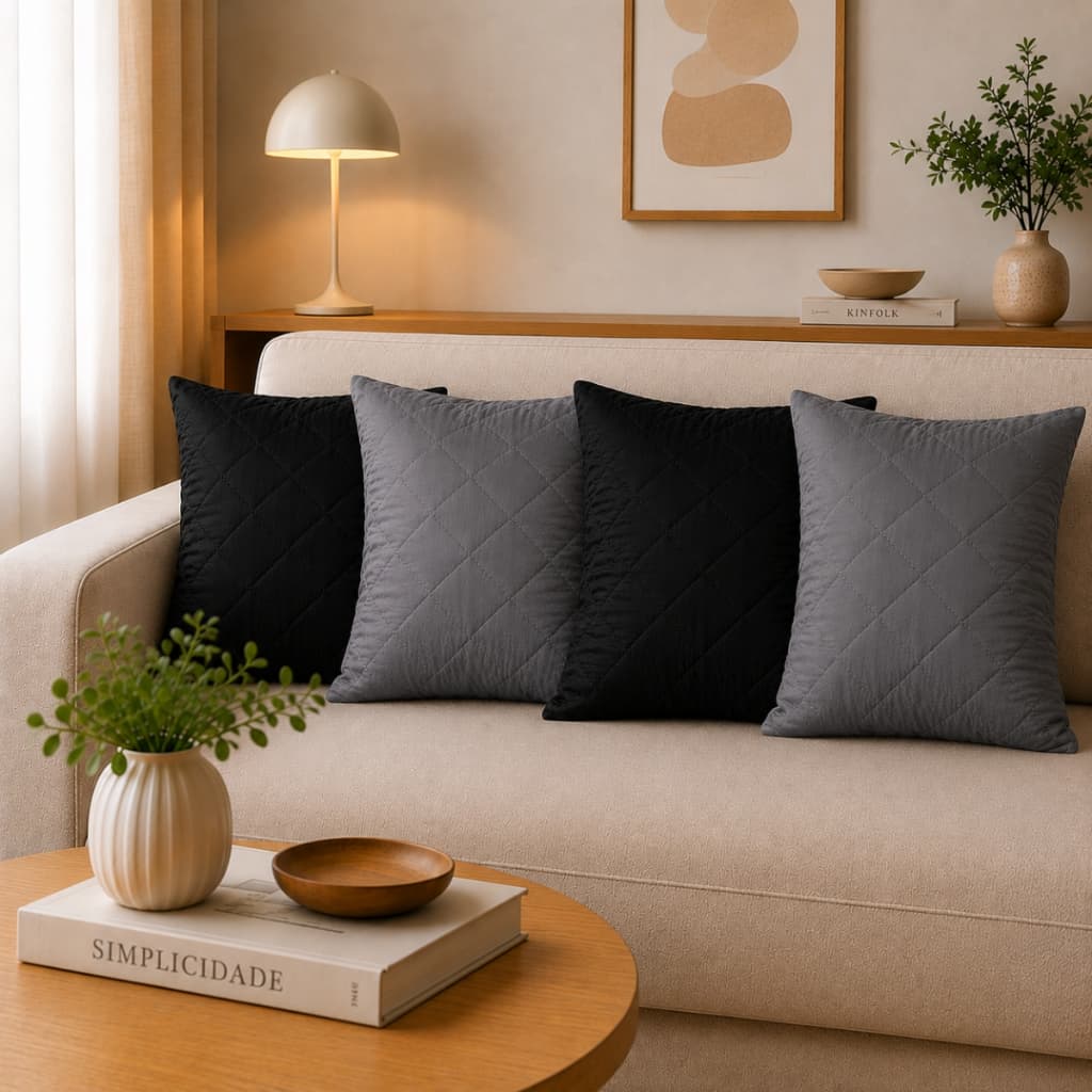Capa de Almofada Matelada 45x45 Decorativa para Sofá Sala Quarto com Zíper Marquezzi Luxo