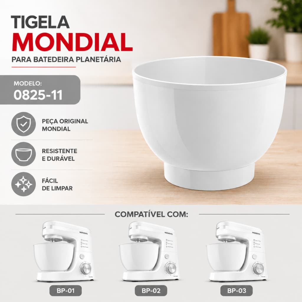 Tigela Para Batedeira Mondial 0825-09 Branca