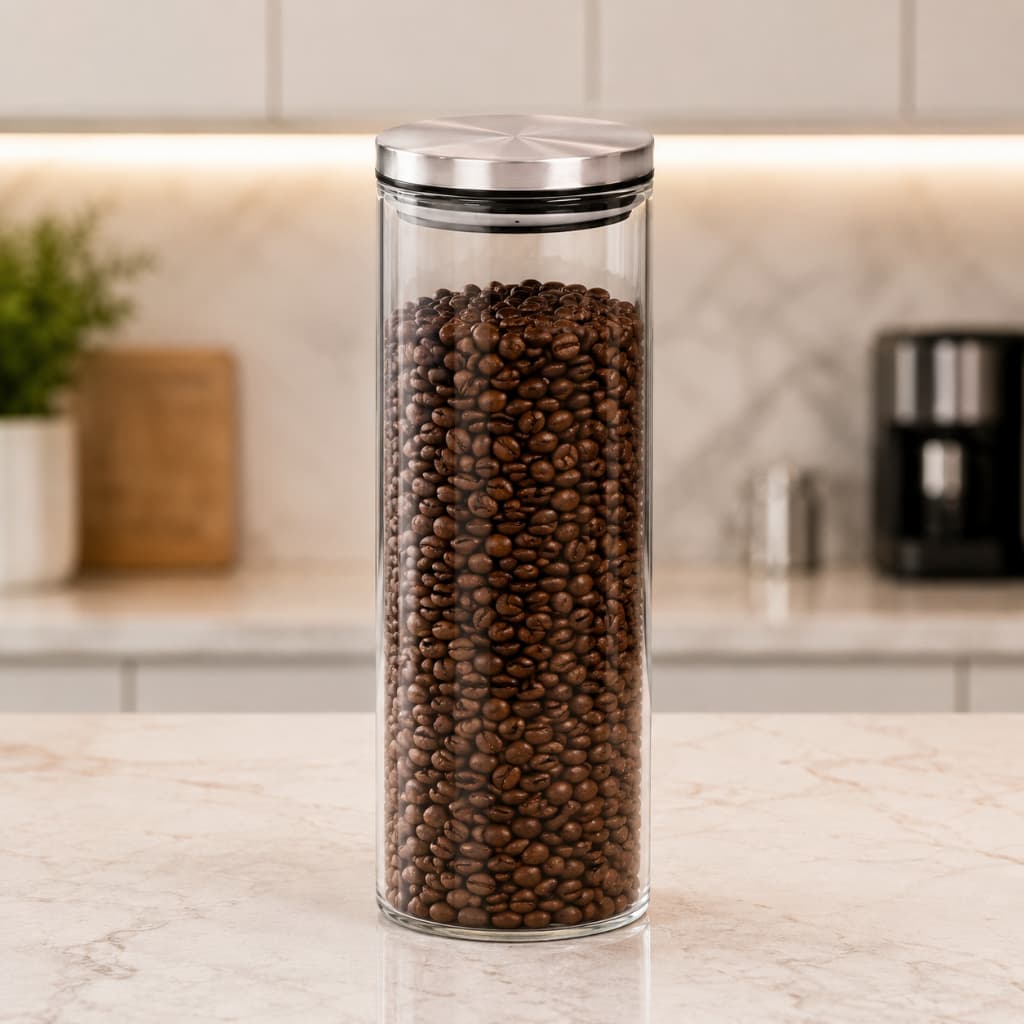 Pote de Vidro Casa Vita Hermetico Redondo Tampa Inox 1,8L