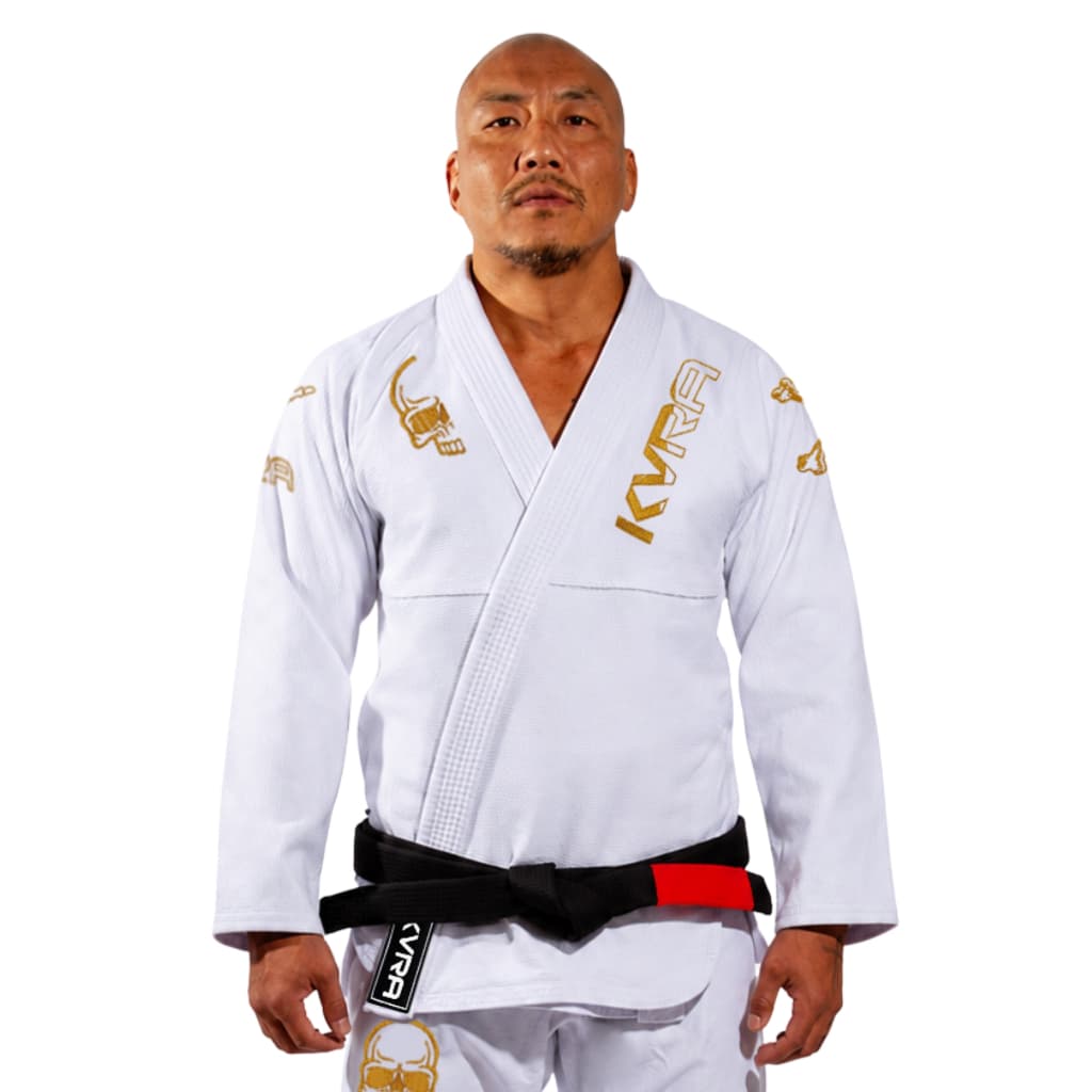 Kimono Jiu Jitsu KVRA Gold Branco Trançado Com Calça de Ripstop