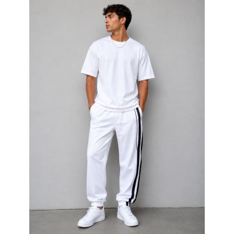 Calça Jogger Masculina Com faixa colorida lareral