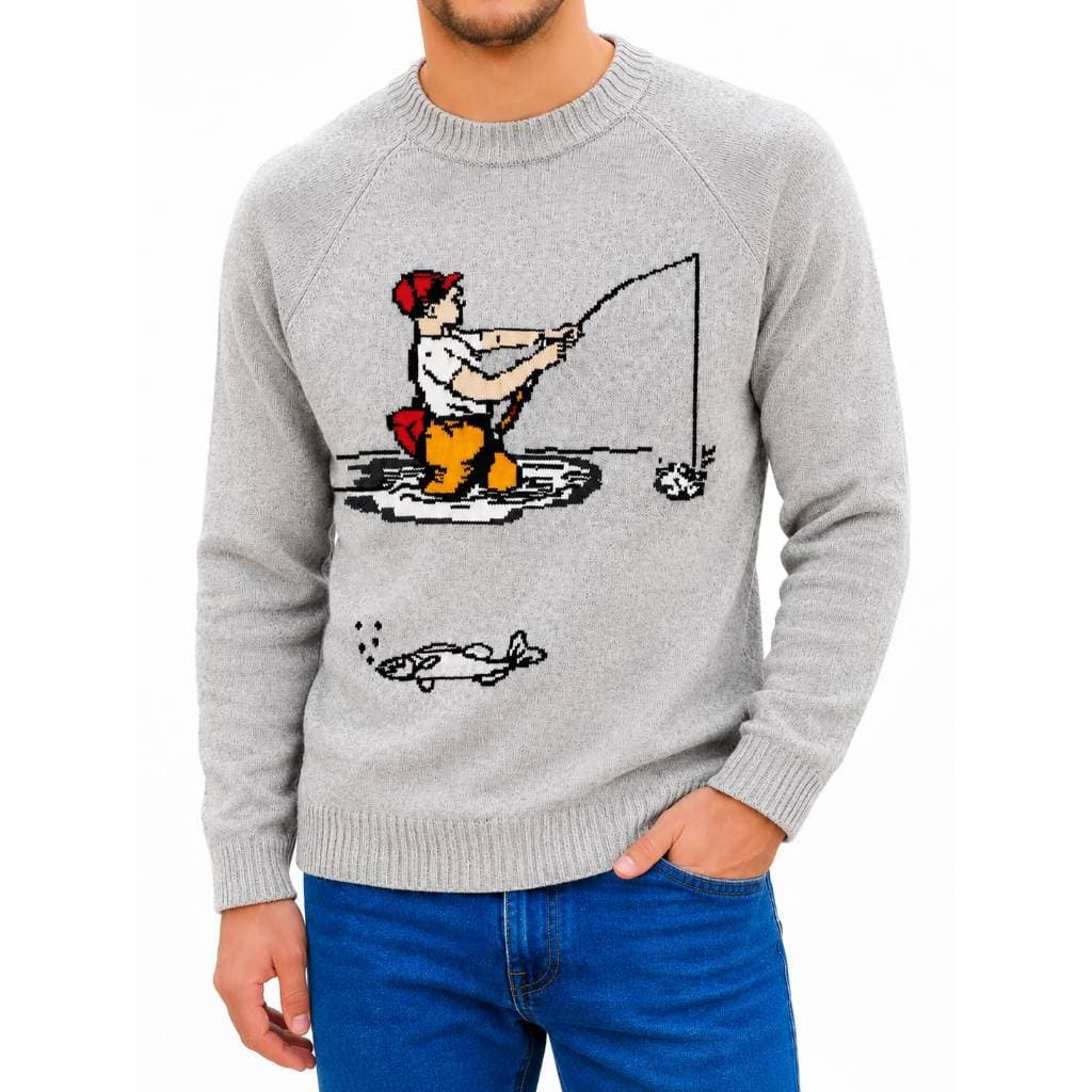 Blusa Sueter Tricô  Masculino de Frio Gola Redonda Elegante Inverno