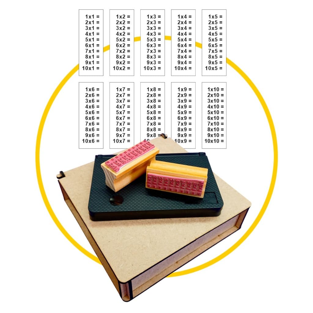 Kit 10 Carimbos Pedagógicos Matemática Com Estojo - Tabuada