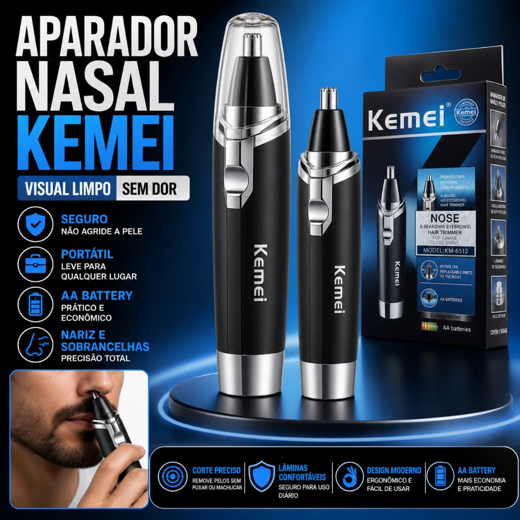 Removedor Aparador de Pelos Nariz Orelha Kemei Km-6512