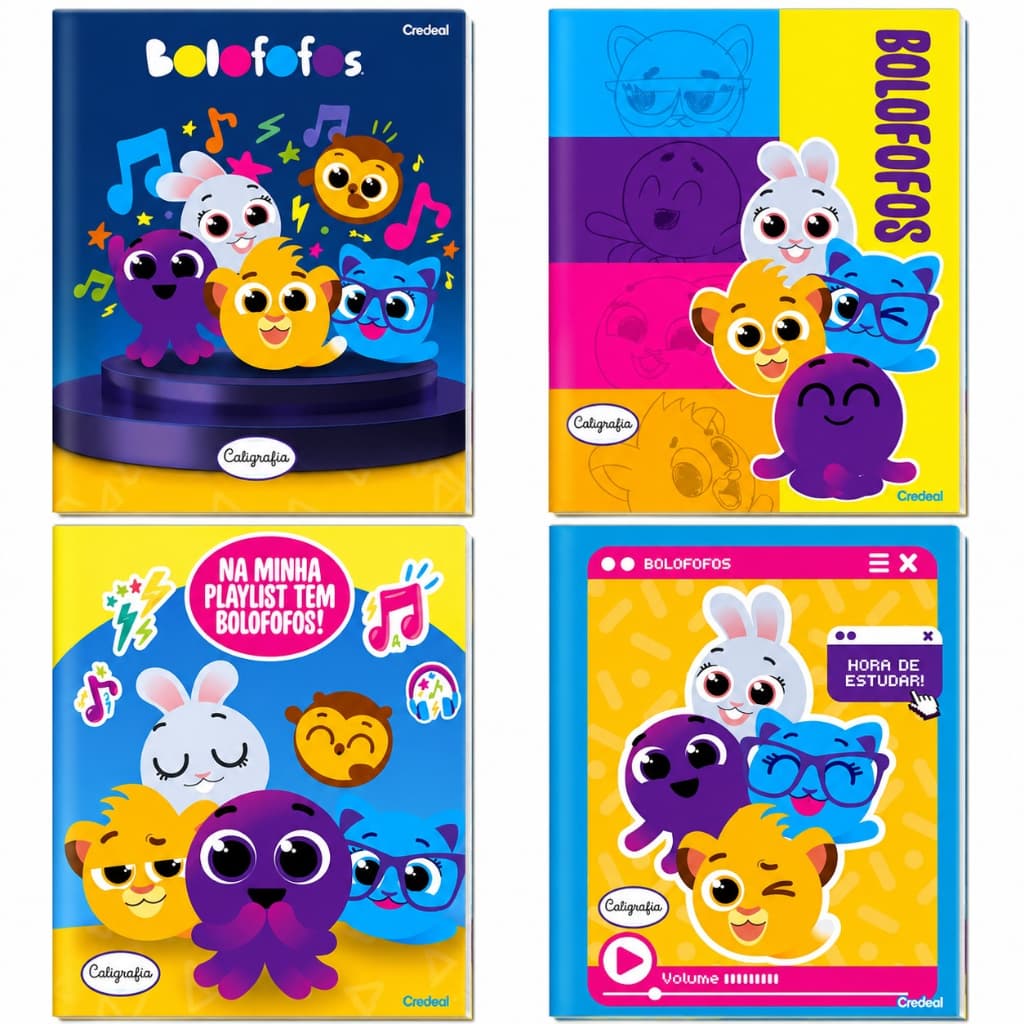 Caderno de Caligrafia Grande Brochura 40 Folhas Capa Dura Bolofofos