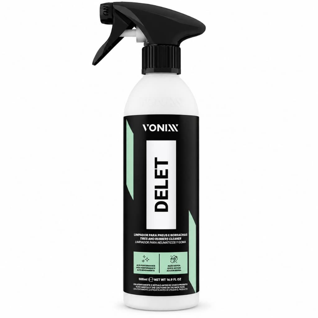 Delet Vonixx 500ml Limpador De Pneu E Borracha Remove Sujeira Clareia Farol Amarelado Carro Moto