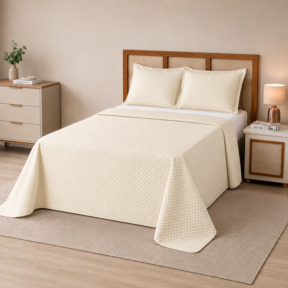 Kit Cobre Leito Colcha Casal 3 Peças  Matelassê Premium Toque Macio