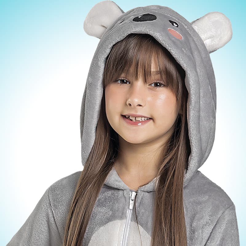Pijama Macacão Infantil em Fleece Temático Fakini Coala – Super Quentinho e Confortável!