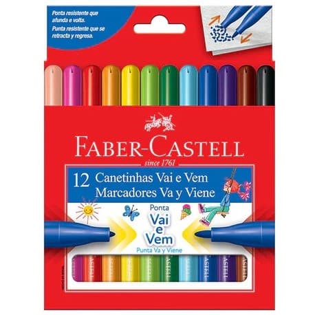 Caneta hidrográfica Vai e Vem 12 cores Faber-Castell 150112VVZF