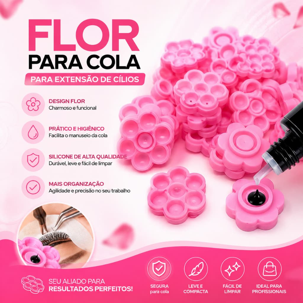50 Batoques Flor Colmeia Pra Cola De Alongamento De Cílios K&S
