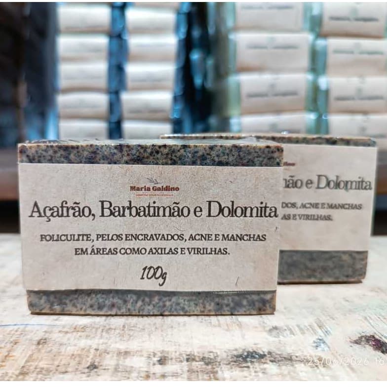 Kit 3 Sabonetes Açafrão Barbatimão e Dolomita Natural