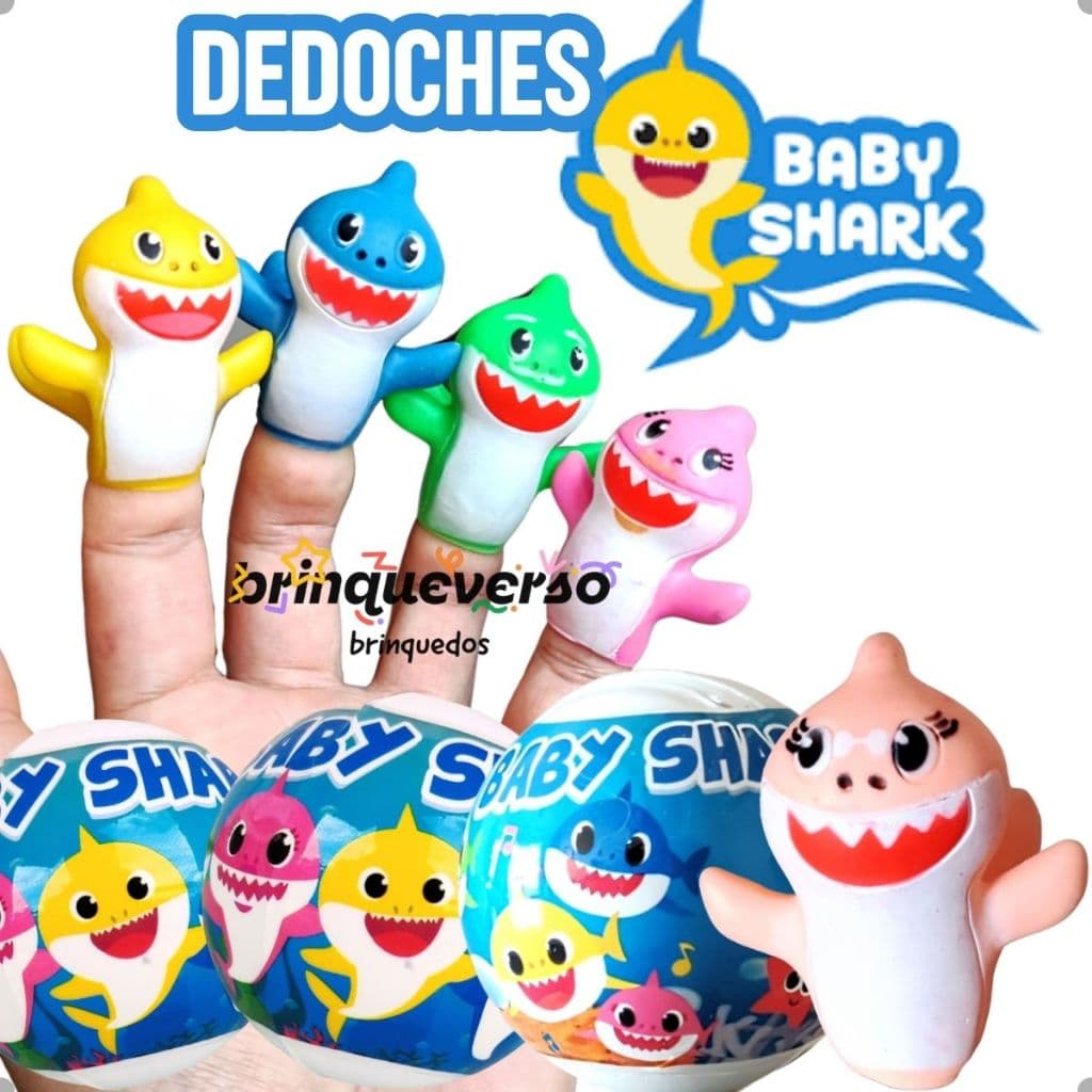 Brinquedo Dedoche Baby Shark. Ideal para lembrancinhas de Festas Baby Shark Surpresa Baby Shark.