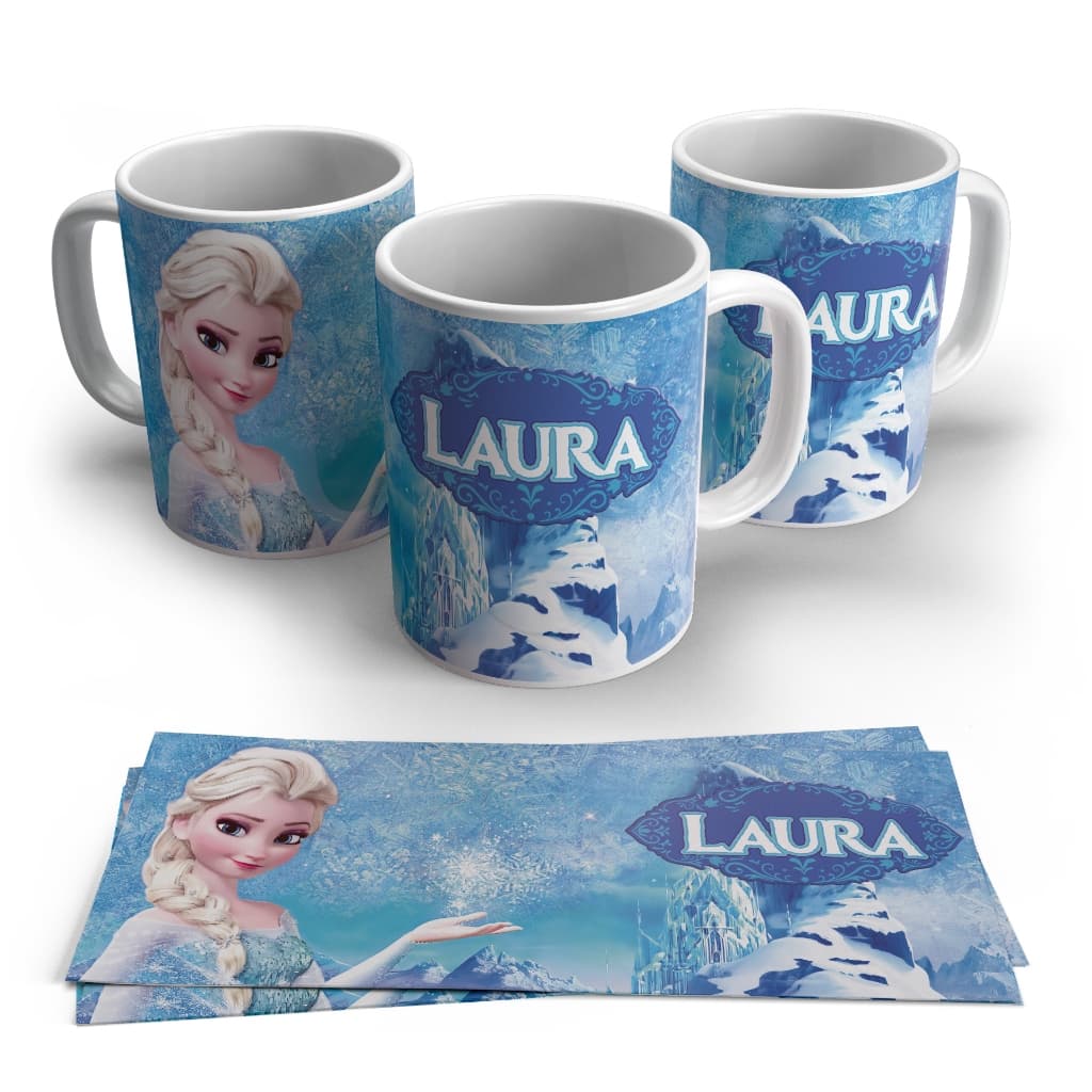 Caneca Personalizada com Nome Tema Princesas Polímero rígido