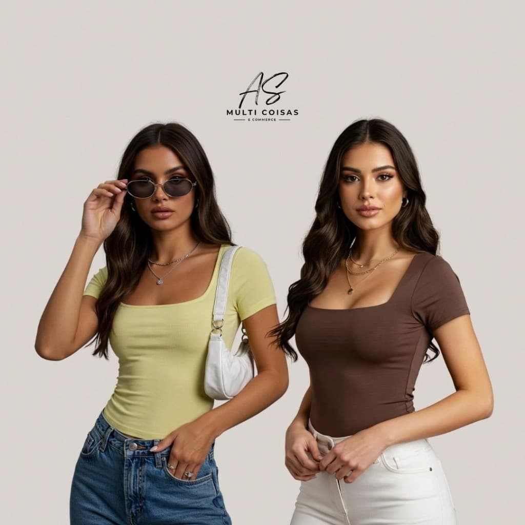 Kit 2 Blusinhas Baby Look -  Estilosa Varias Cores No Tecido Suplex Verão Tendência