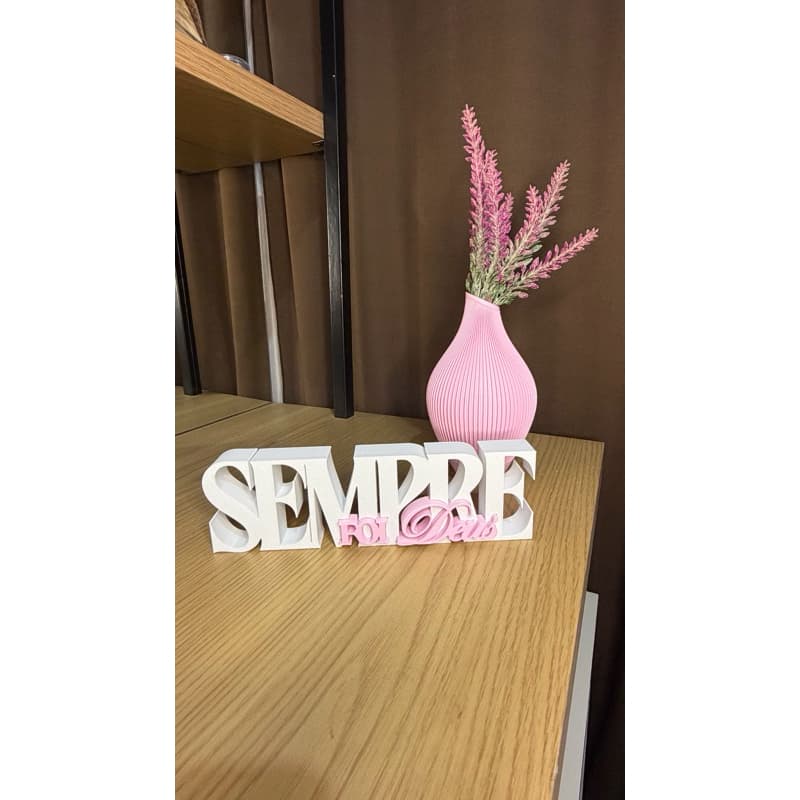 Kit Letreiro Sempre Foi Deus E Vaso Quarto De Menina