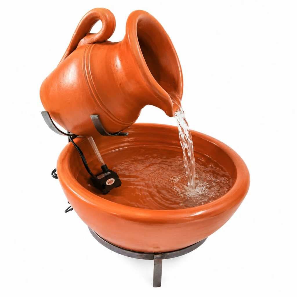 Fonte de Água Decorativa Santa Ceia em Barro Artesanal com Bomba Decoração Elegante para mesa sala