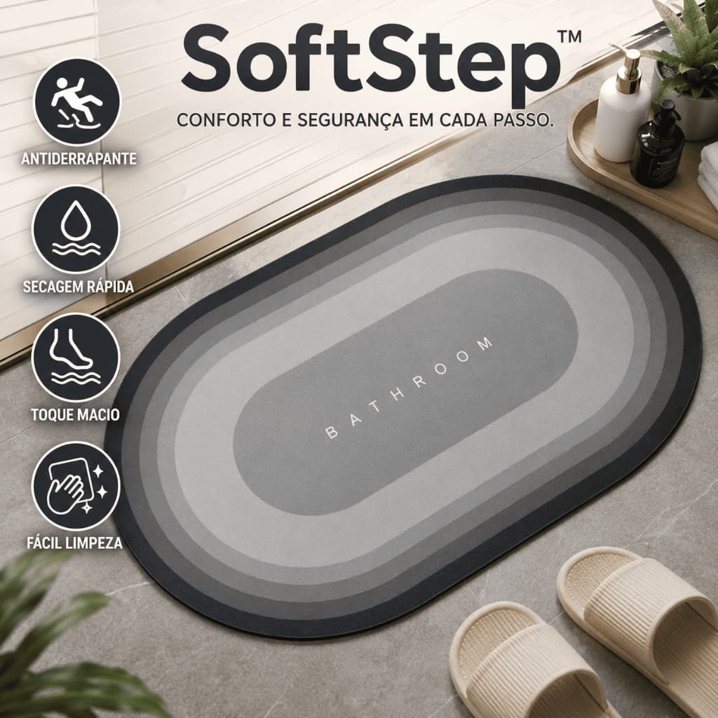 Tapete Oval para Banheiro Antiderrapante Macio Secagem Rápida Lavável