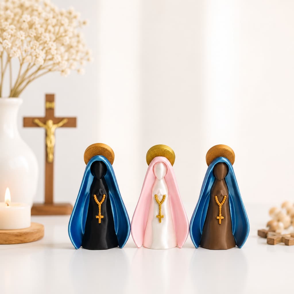 Nossa Senhora Aparecida 8cm - Trio 3 Cores - Lembrancinha Religiosa