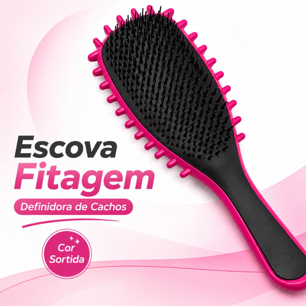 Escova Cabelo Cacheado Mágica Fitagem Definidora Cor Sortida