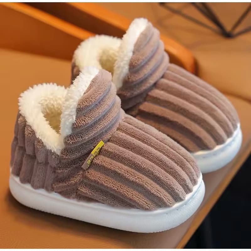 Pantufa infantil peluciada confortável tenis menina menino bebê antiderrapante