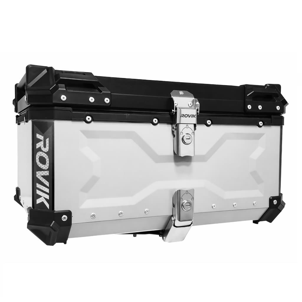 Baú Traseiro Moto 65L Alumínio Adventure IP68 Dupla Trava Universal com Encosto