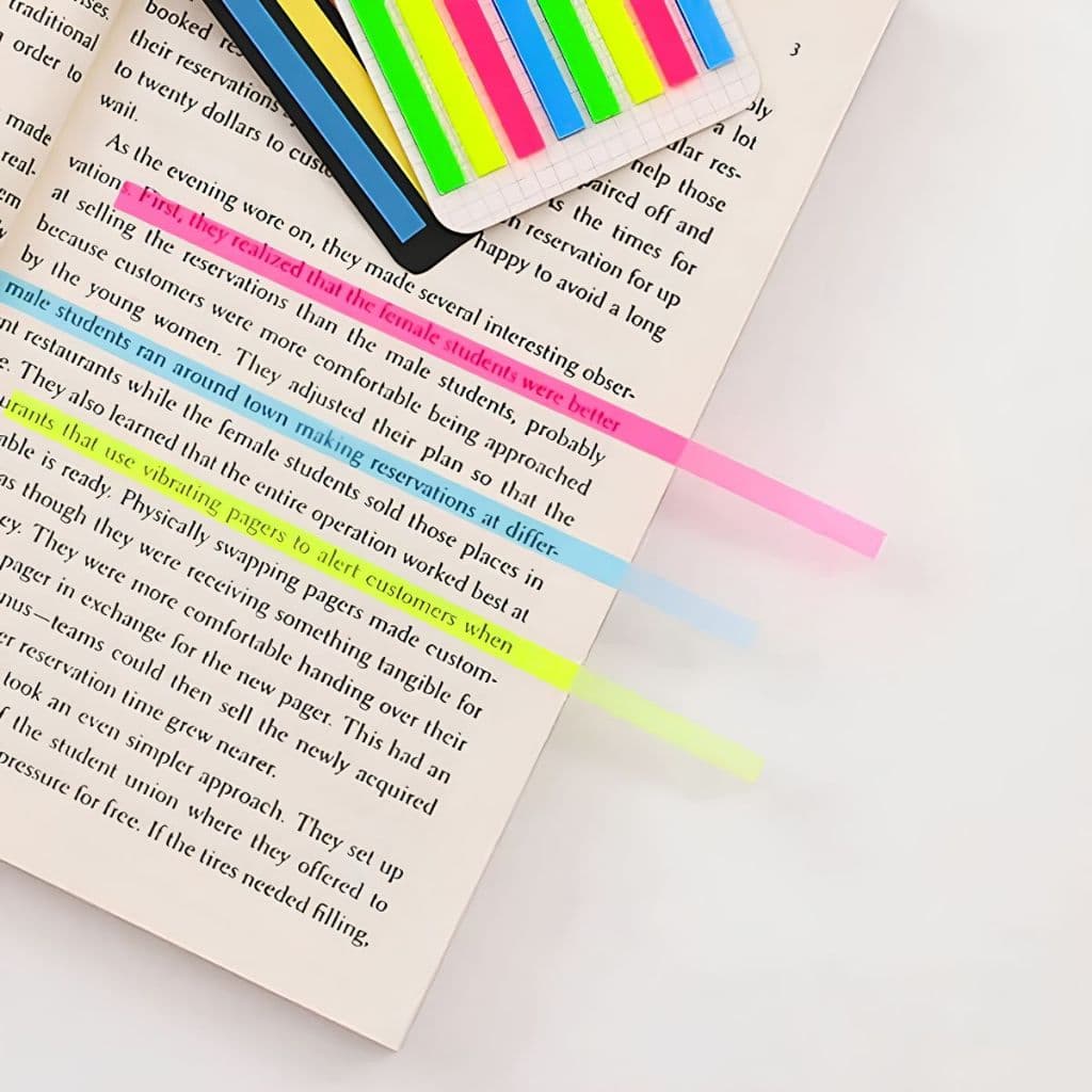 Marca Texto Adesivo Neon Colorida Em Fita Neon 160 Fitas Tirinhas 5cmx14cm Marcado de Paginas