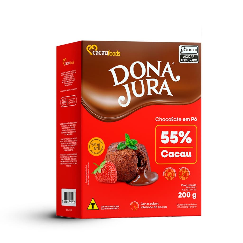 Chocolate em Pó Solúvel 55% 200g Dona Jura