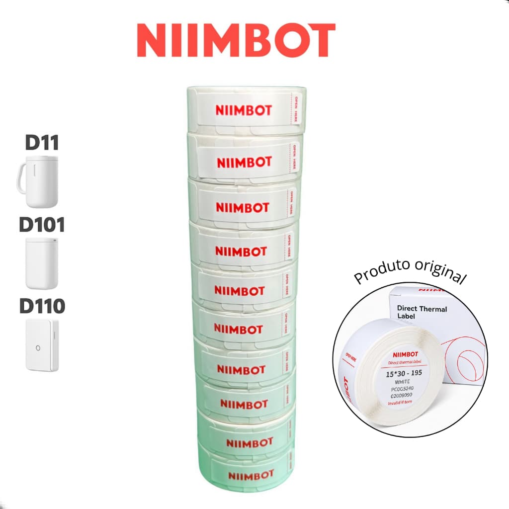 10 Rolo Papel Etiqueta Niimbot D110 D101 D11 15x30 mm