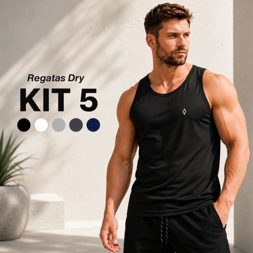 Kit 5 Regatas Masculina Dry Fit Academia Treino Blusa Básica Leve