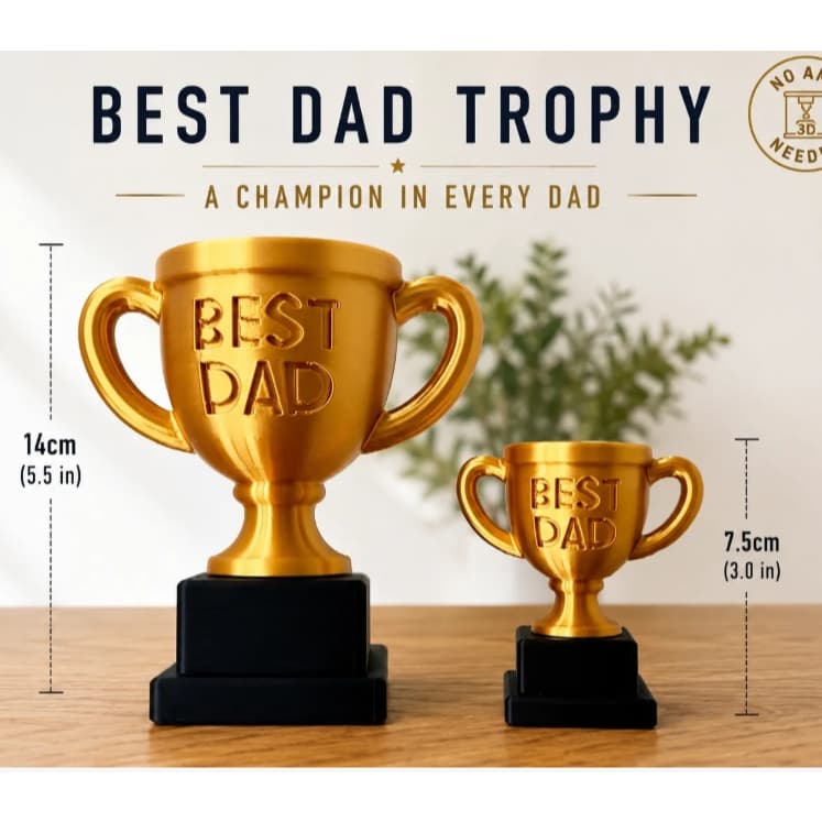 🏆 Melhor Troféu de Pai | Dia dos Pais 2026 | Troféu Decorativo | Impressão 3D | Presente Criativo