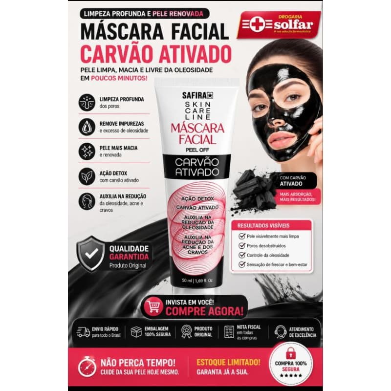 máscara facial carvão ativado, limpeza de pele, skincare, máscara, controle oleosidade, cuidado facial,carvão ativado
