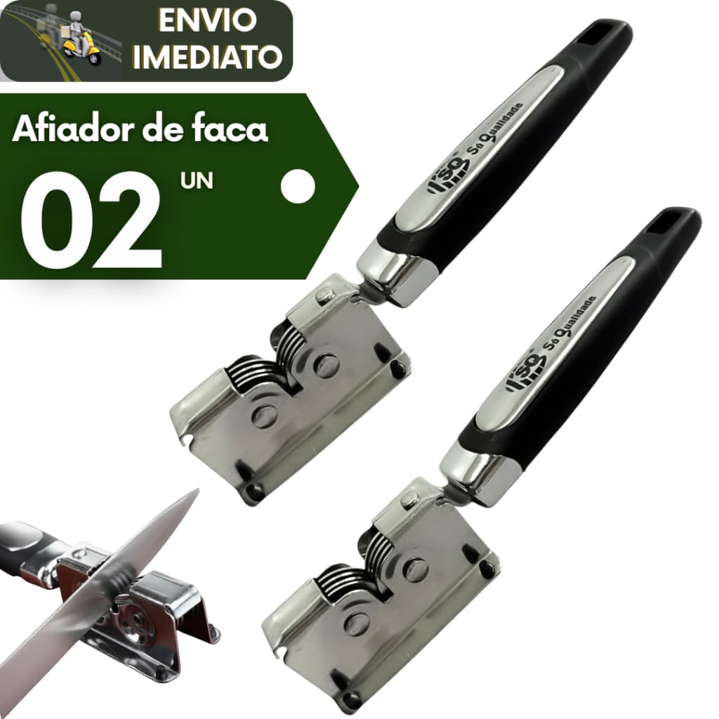 Kit 02 Amolador e Afiador de Faca Afia Facas Profissional de Inox para Utensílios Cozinha Churrasco