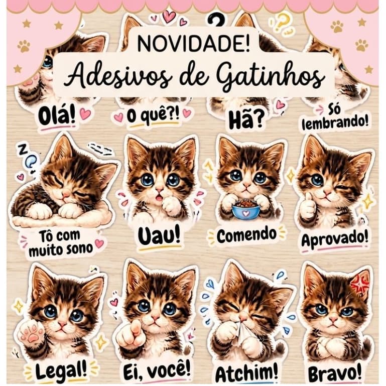 Adesivos De Gatinhos Fofos Chibi Cartela Sticker Pet Cat Kawaii para Caderno Notebook