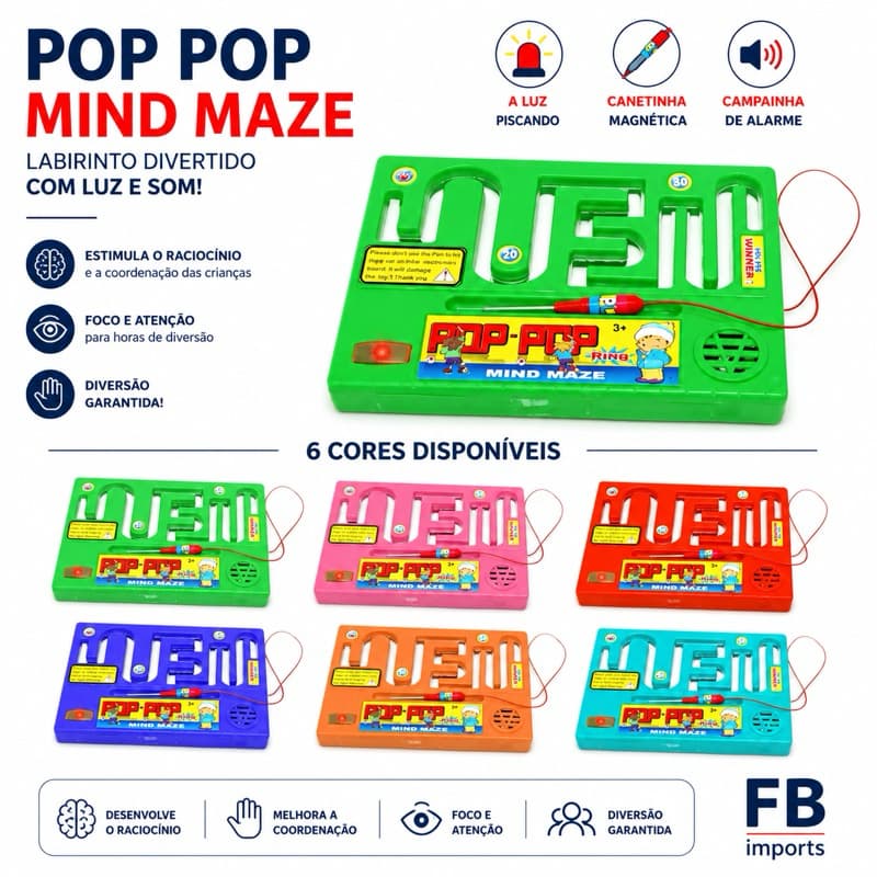 Jogo Sensorial Infantil Passa Passa Labirinto Eletrizante com Luz e Som