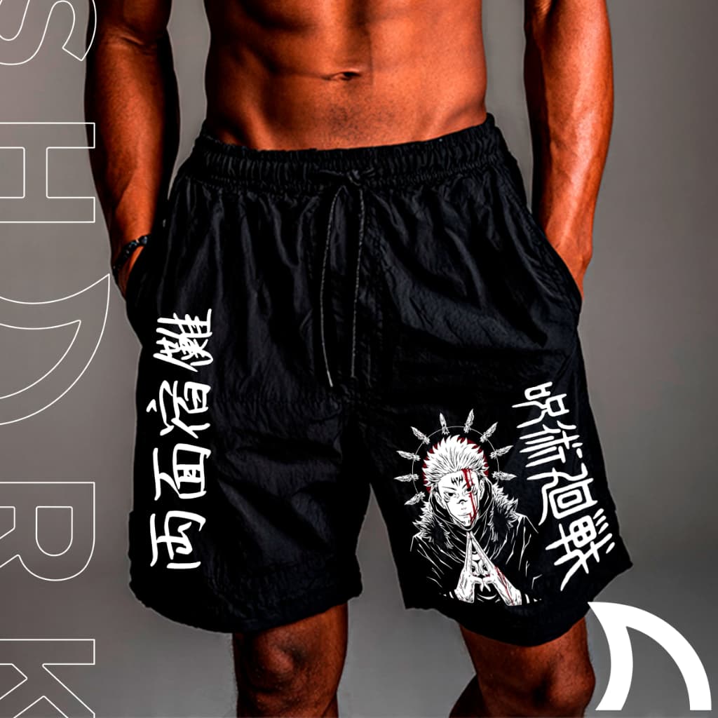 Short Bermuda Leve Tectel Leve Treino Gym Academia Esportes Anime Sukuna Manga Confortavel