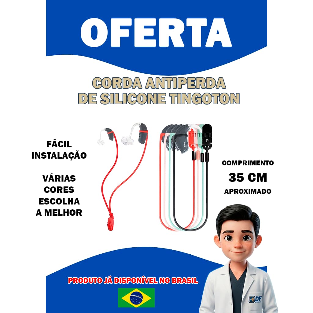 NOVIDADE! Corda Antiperda de Silicone Tingoton para Aparelho Auditivo – Proteção, Segurança e Conforto