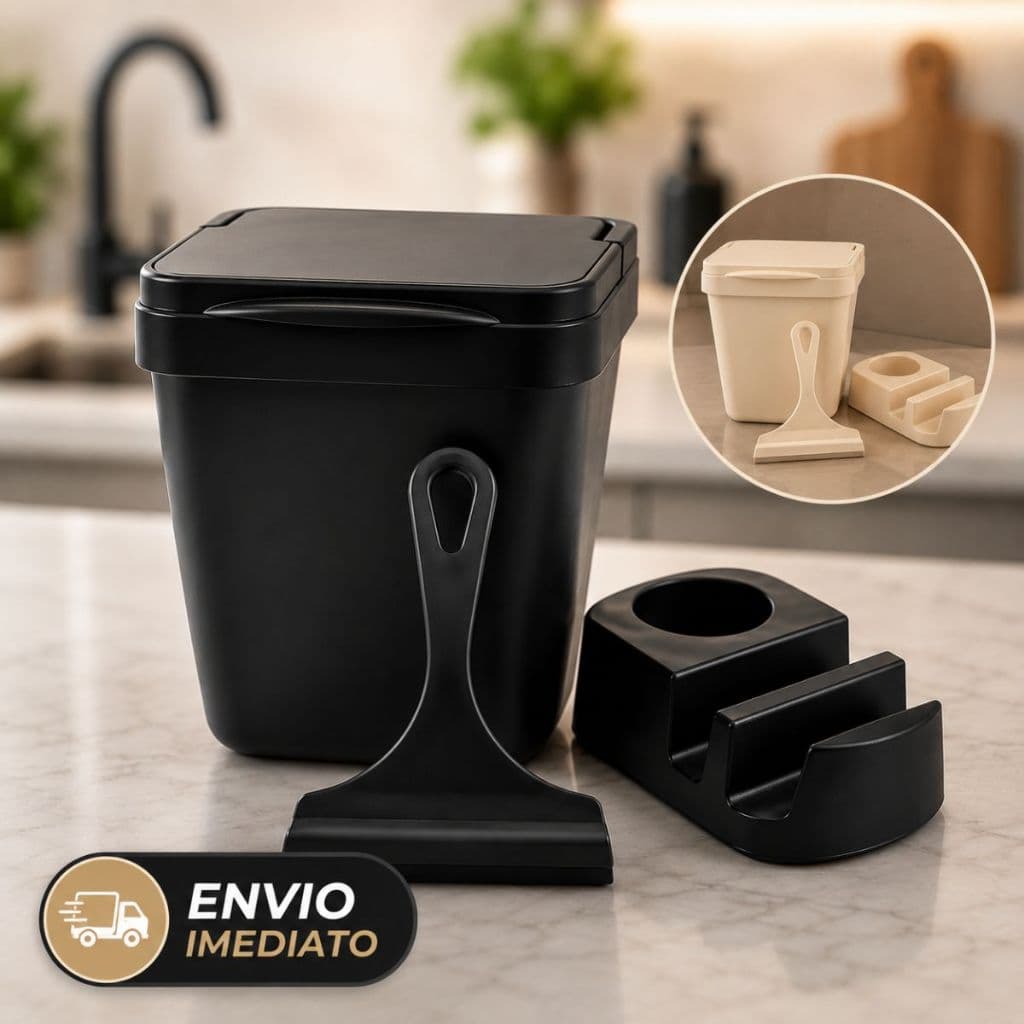 Kit Pia Elegance Completo Organizador com Lixeira Porta Detergente Cozinha Organizada