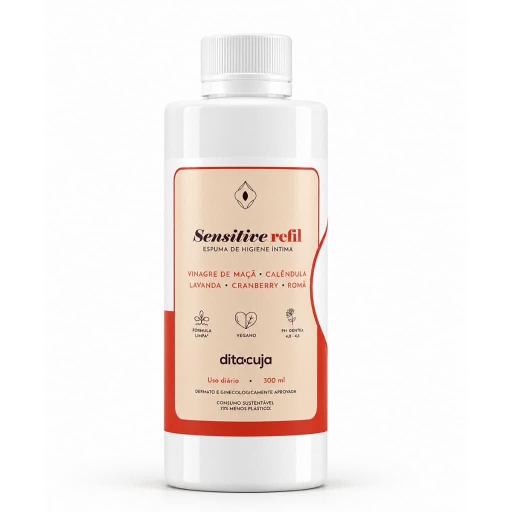 Refil Espuma Íntima Feminina Sensitive Dita Cuja | 300mL 🌸 2 Recargas Suaves e Sustentáveis