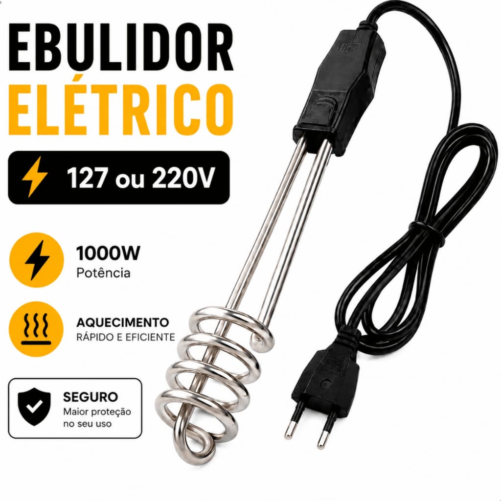 Rabo Quente Ebulidor Elétrico 1000W Fervedor De Água Liquidos 127V Ou 220V